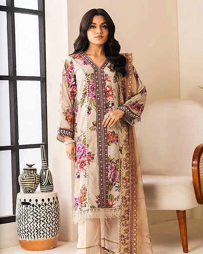Johra Ehaab | Printed Lawn Emb Dupatta | Design 430
