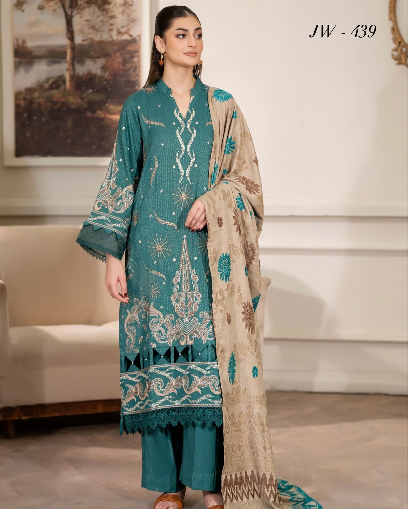 Johra Aneeza | Embroidered Fancy Peach Leather | Design 439
