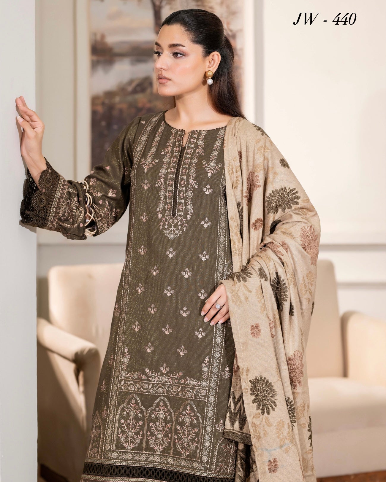 Johra Aneeza | Embroidered Fancy Peach Leather | Design 440