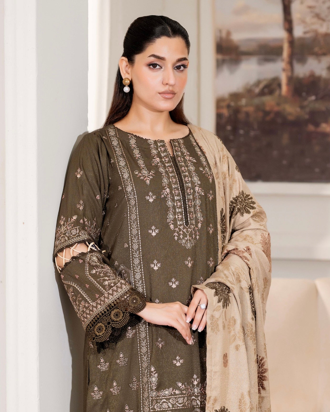 Johra Aneeza | Embroidered Fancy Peach Leather | Design 440