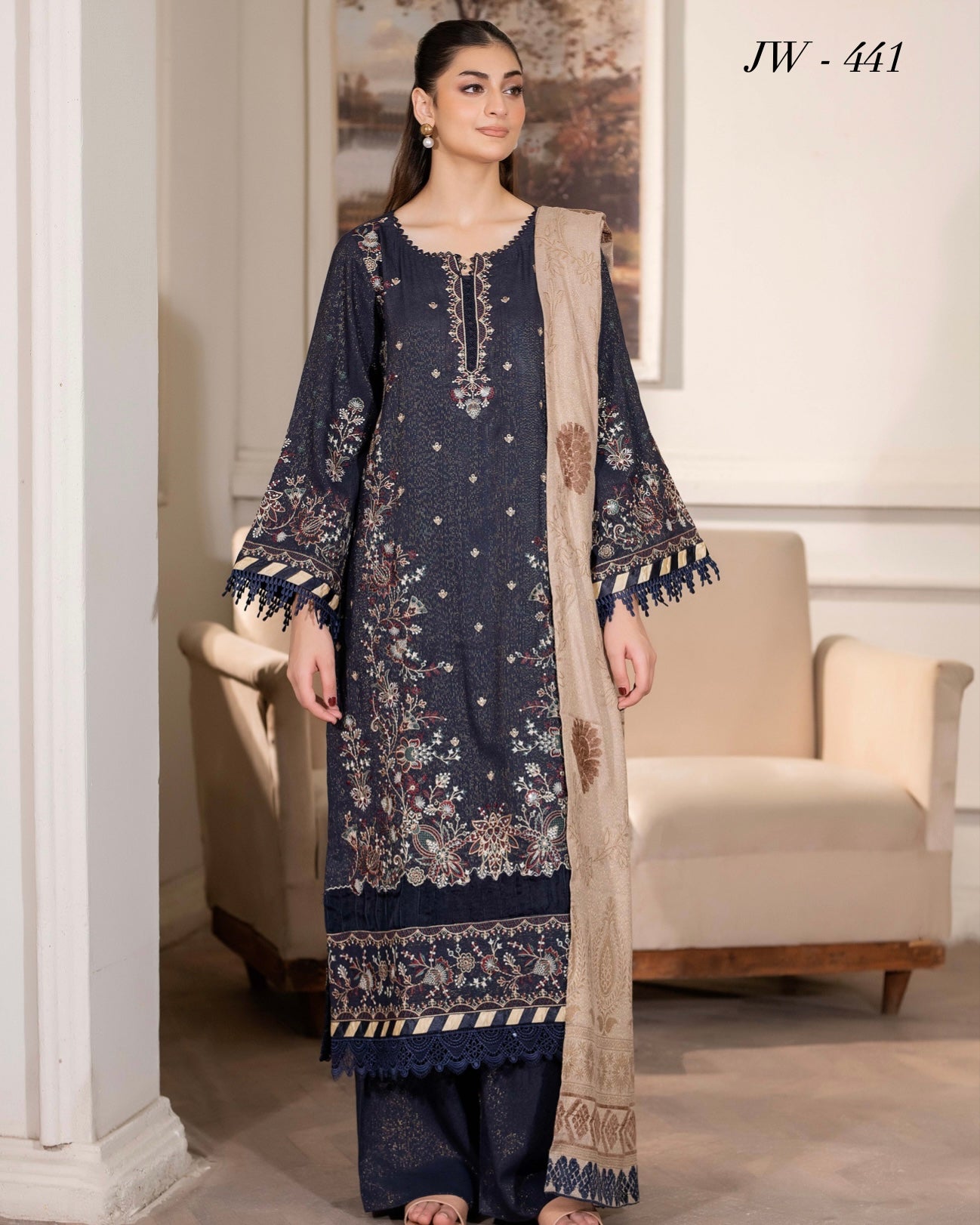 Johra Aneeza | Embroidered Fancy Peach Leather | Design 441