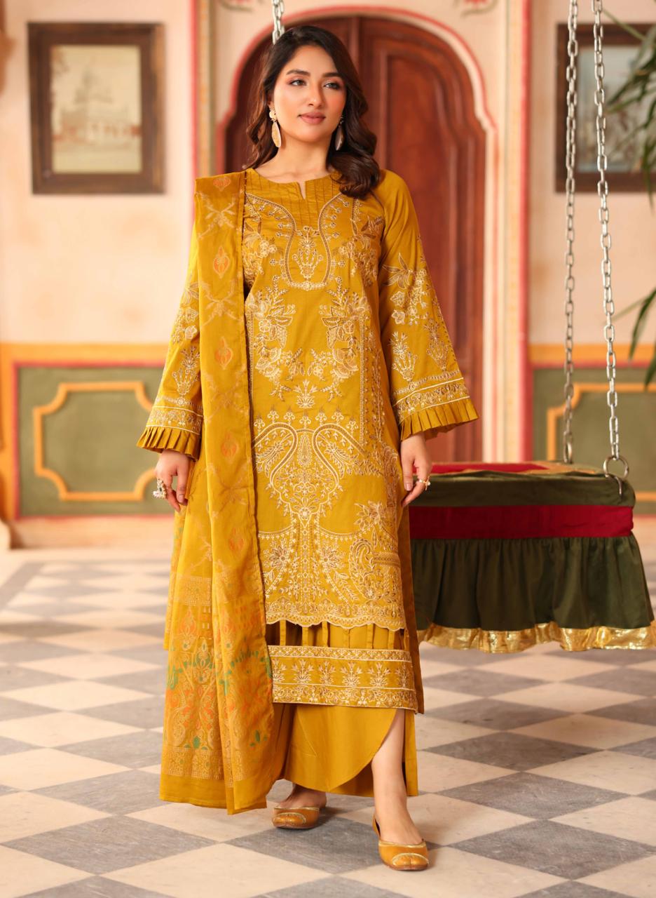 Embroidered Lawn with Jacquard Lawn Dupatta | Johra JH-476