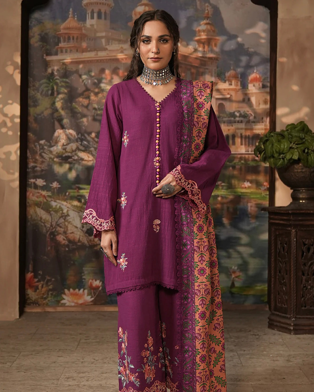 Zellbury | Embroidered Khaddar 3Pc | Design 487