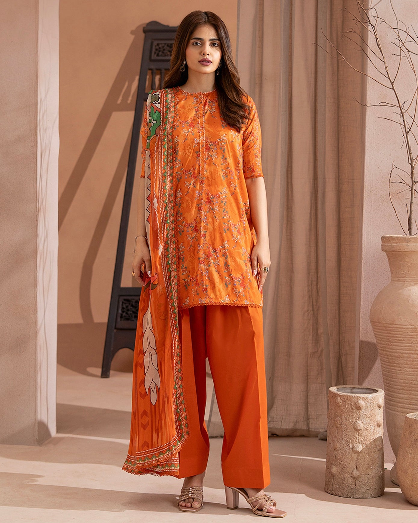 GullJee Rangrez | Printed Lawn Chiffon Dupatta | Design 4