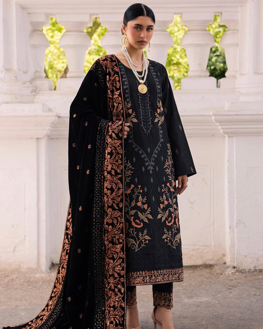Aizy Amber | Emb Dhanak with Plachi Shawl | Design 4