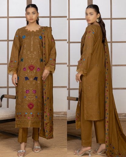 Fantak Nilofer | Emb Dhanak with Emb Wool Shawl | Design 4