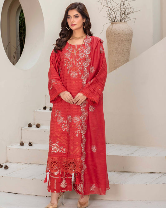 Gullerukh Afsana | Embroidered Stripe Viscose | Design 4