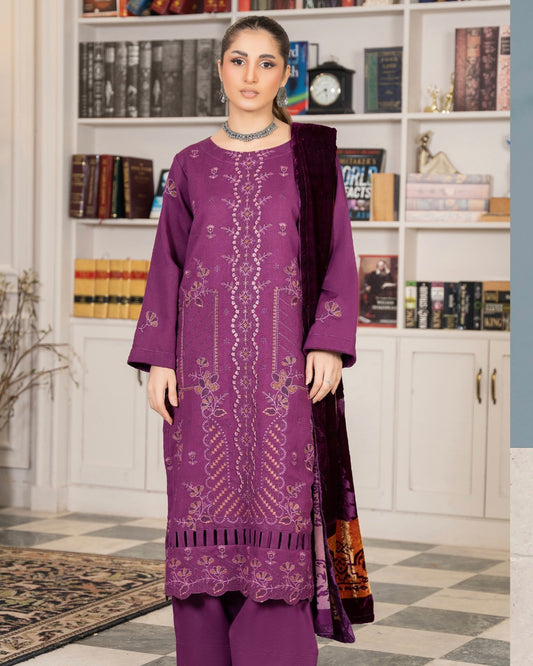 Rangreet | Embroidered Zari Dhanak | Plachi Shawl | Design 4