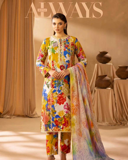 GullJee Printkari | Embroidered Printed Lawn | Design 4
