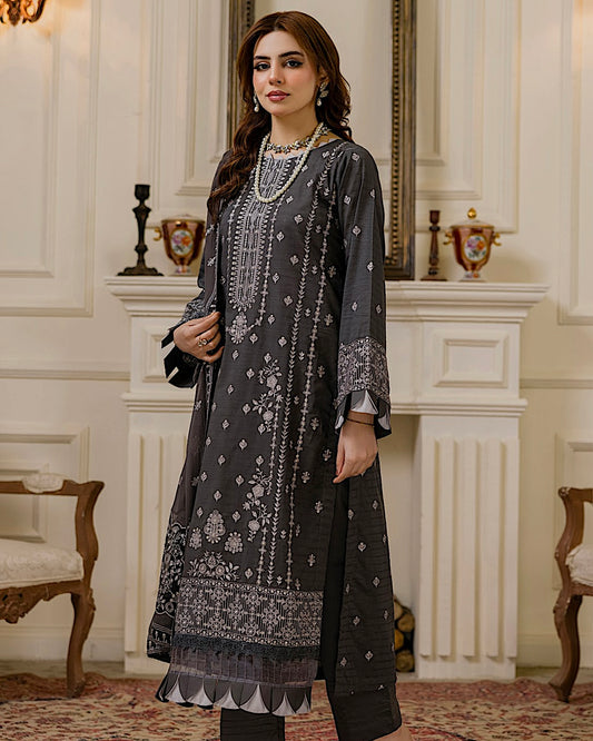 Aalaya Gulnaar | Embroidered Lawn Crinkle Dupatta | Design 4