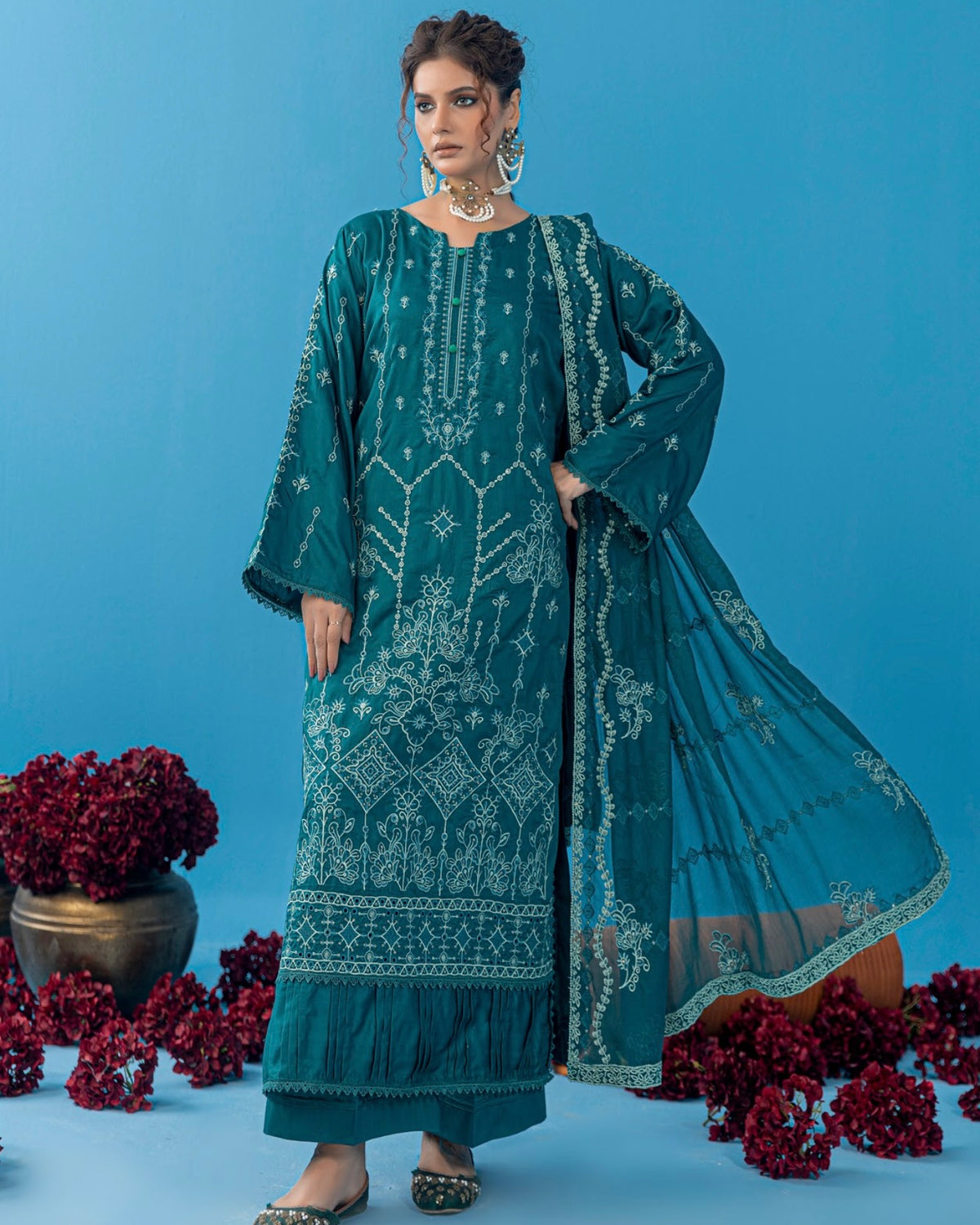 Palwasha Pakeeza | Emb Viscose with Emb Chiffon Dupatta | Design 4