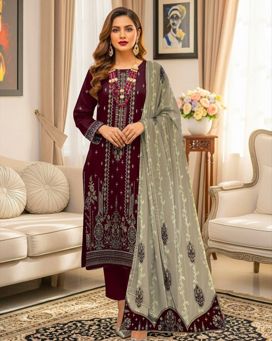 Gull-e-Rukh | Embroidered Micro Velvet | Design 4