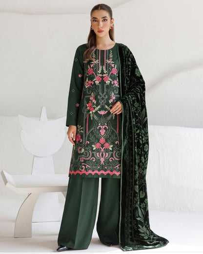 Aizy Anaya | Emb Zari Dhanak with Plachi Shawl | Design 4