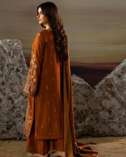 Gullerukh Goonj | Embroidered Stripe Dhanak Wool | Design 4