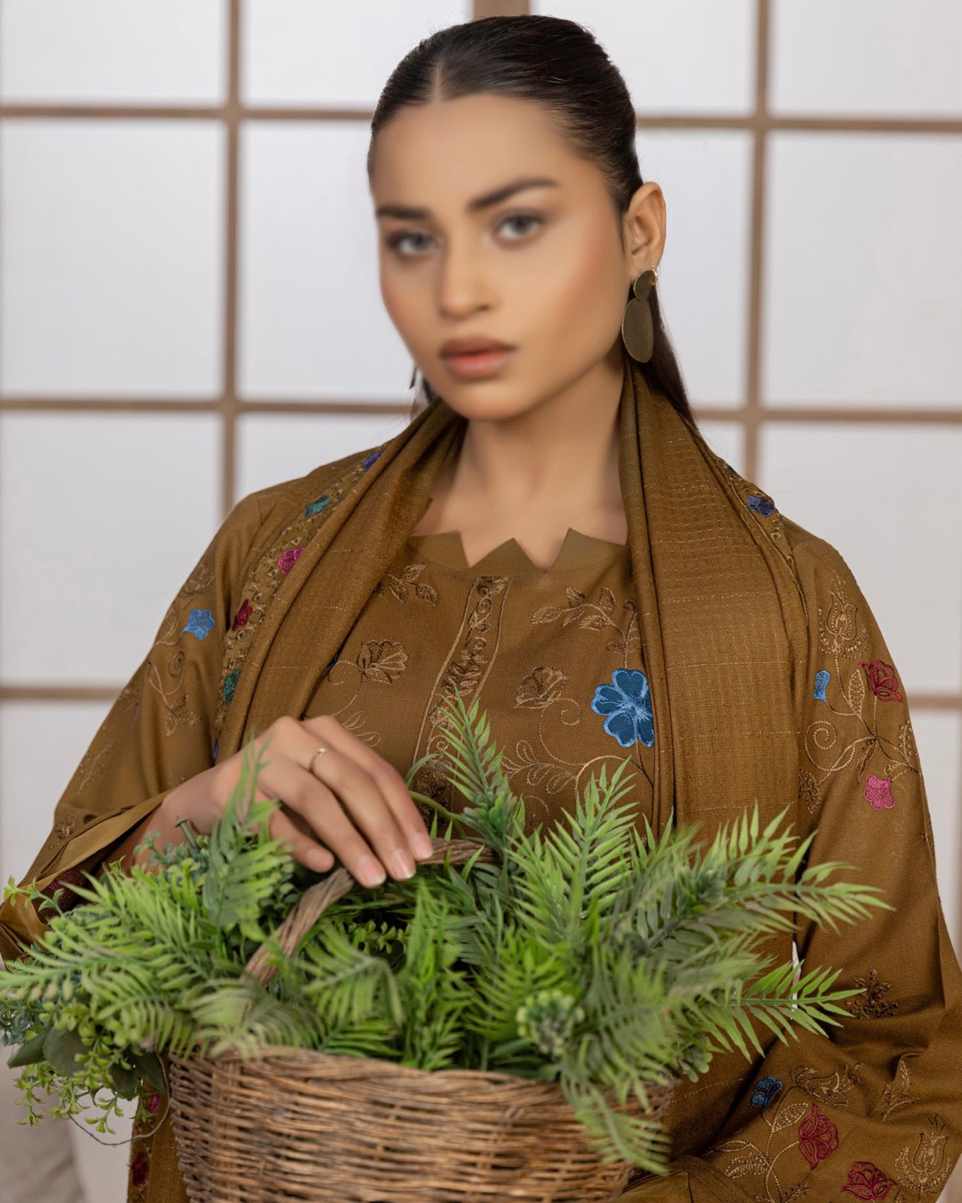 Fantak Nilofer | Emb Dhanak with Emb Wool Shawl | Design 4