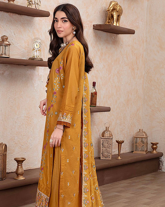 GulleRukh Upscale | Emb Lawn Emb Chiffon Dupatta | Design 4