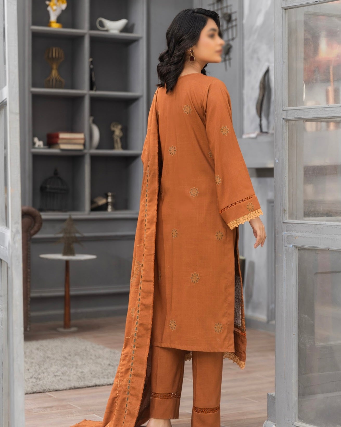 Fantak Afsanah | Emb Dhanak with Emb Wool Shawl | Design 4
