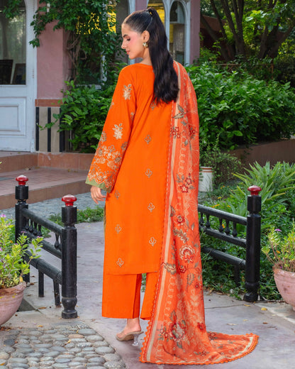 Gullerukh Marjan | Embroidered Linen Monar Dupatta | Design 4