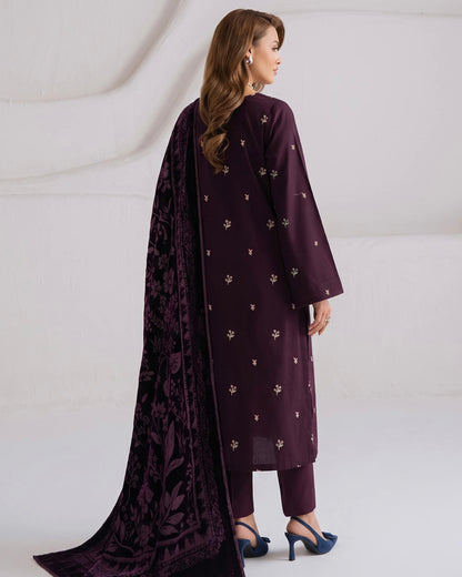 Aizy Zelora | Emb Zari Dhanak with Plachi Shawl | Design 4