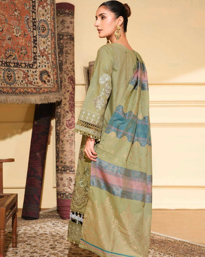 Johra Azura | Embroidered Khaddar Jacquard Shawl | Design 4