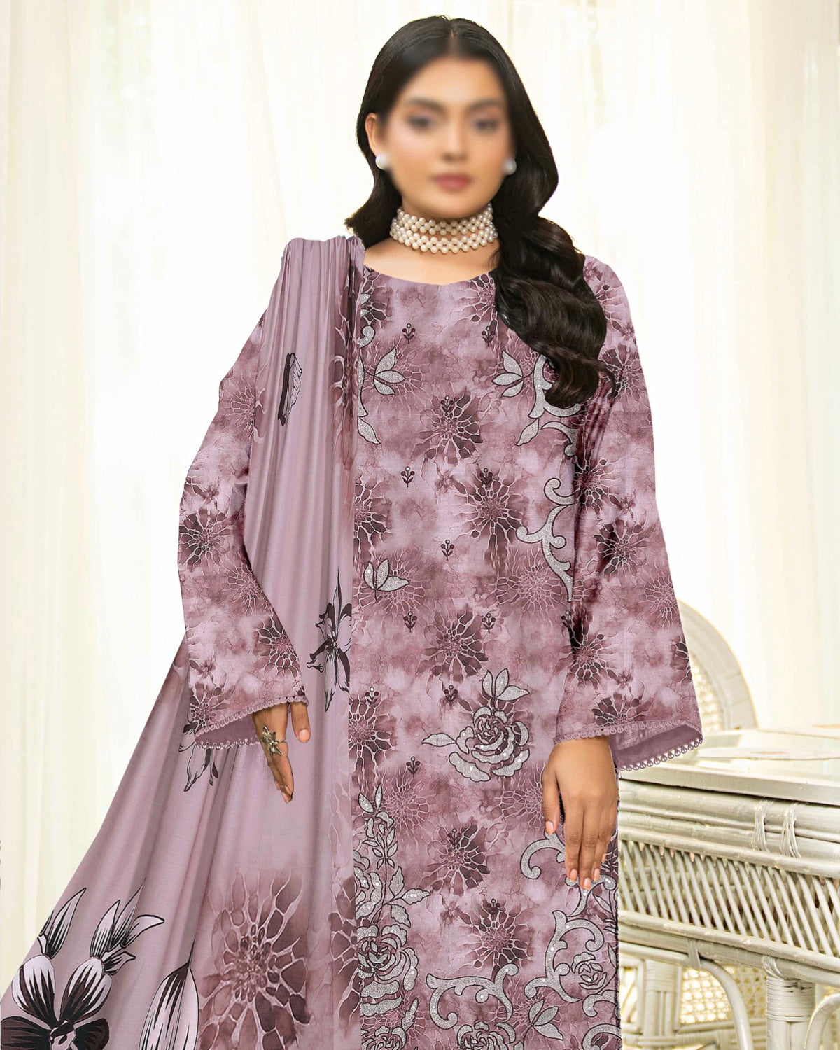 Fantak Batik | Embroidered Printed Karandi | Design 4