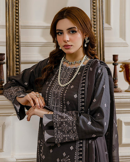 Aalaya Gulnaar | Embroidered Lawn Crinkle Dupatta | Design 4