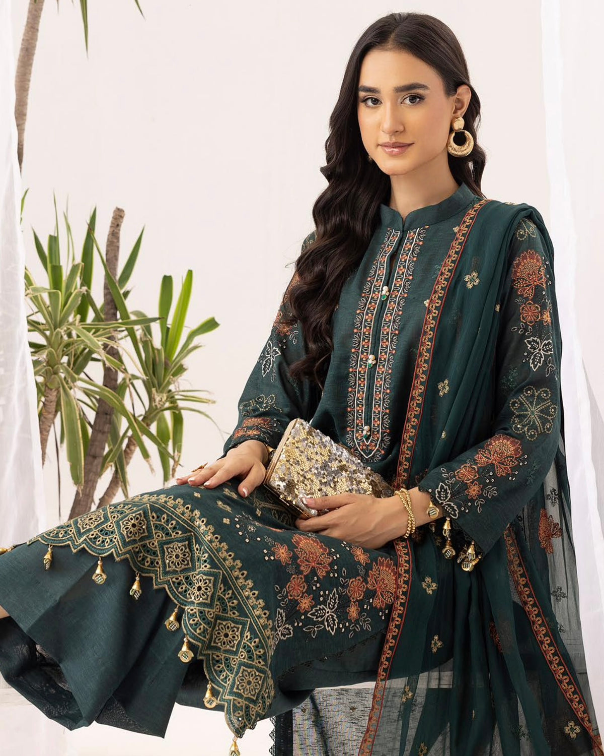Palwasha Vaniya | Emb Karandi with Emb Chiffon Dupatta | Design 4
