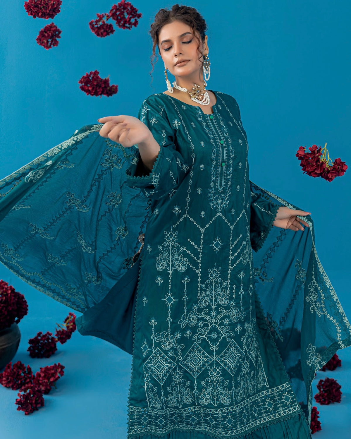 Palwasha Pakeeza | Emb Viscose with Emb Chiffon Dupatta | Design 4