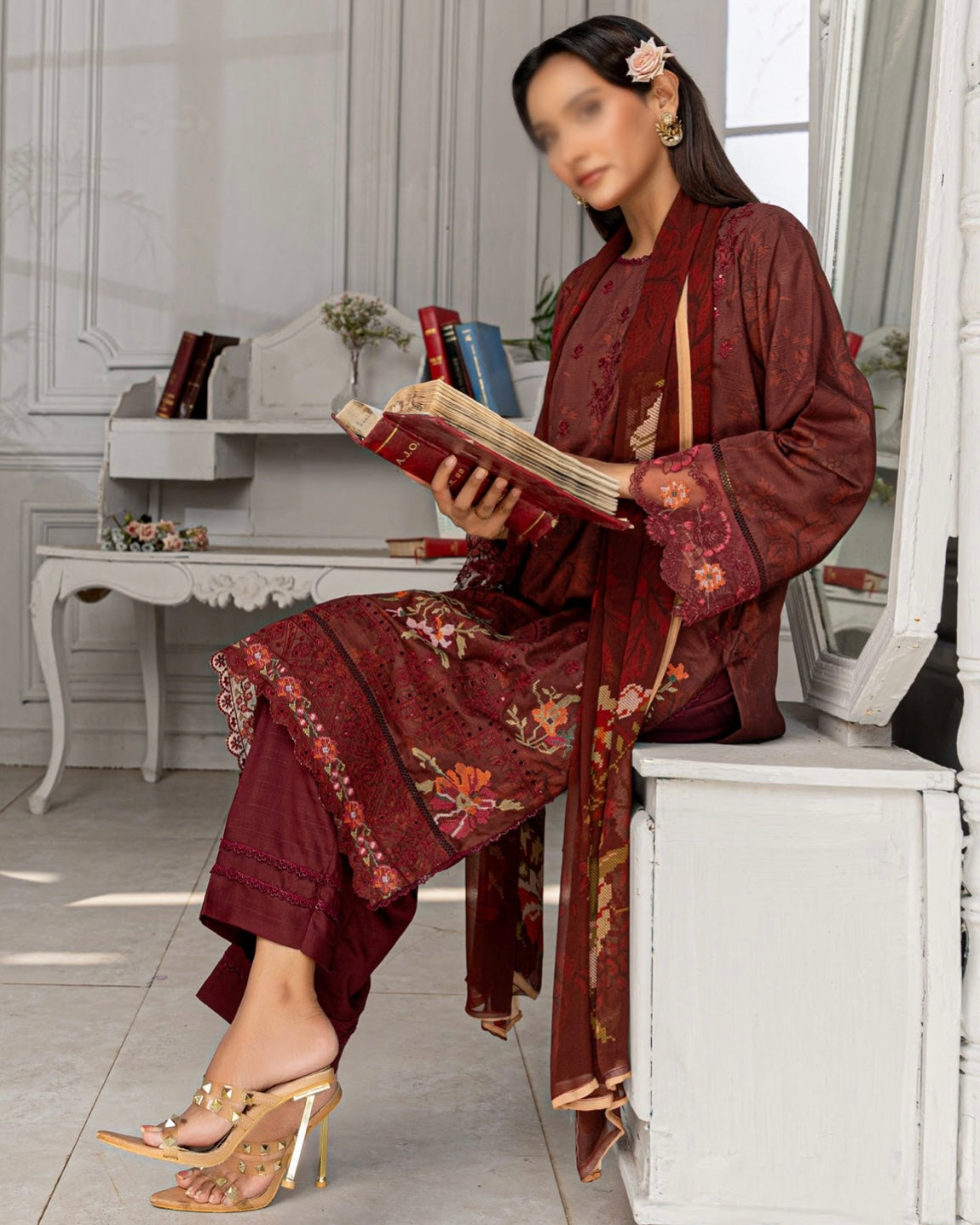 Fantak Grace | Embroidered Printed Viscose | Design 4
