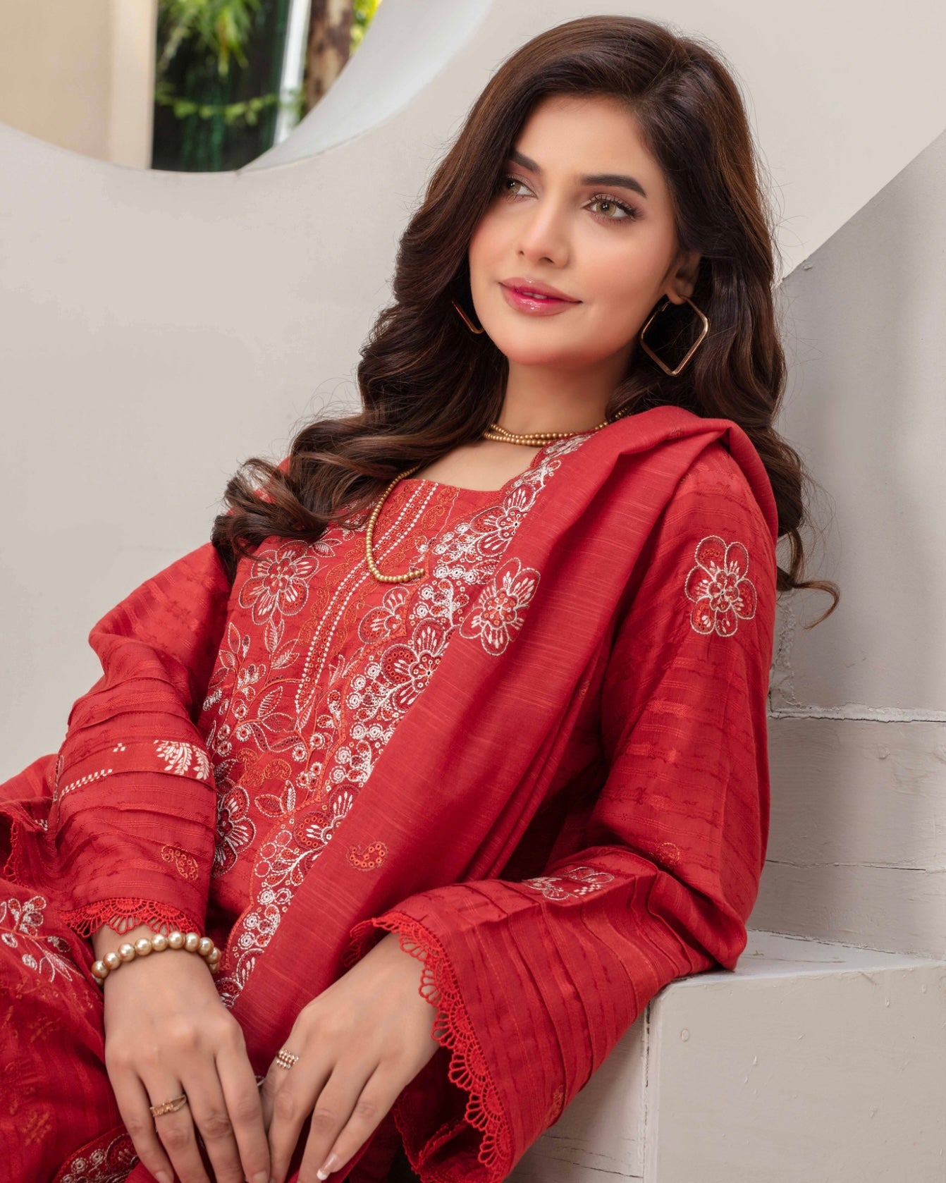 Gullerukh Afsana | Embroidered Stripe Viscose | Design 4