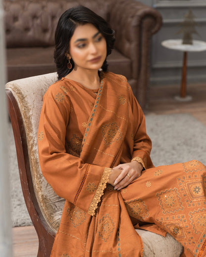 Fantak Afsanah | Emb Dhanak with Emb Wool Shawl | Design 4