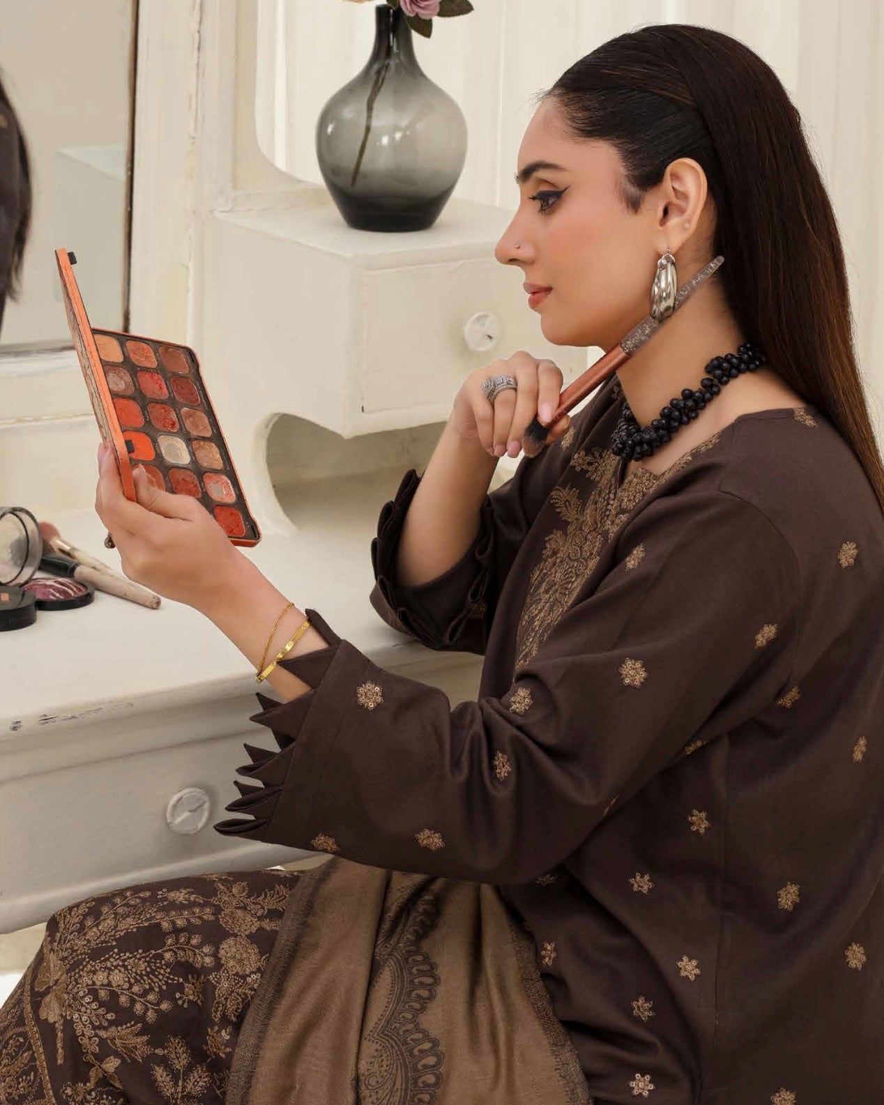 Gull-e-Rukh | Embroidered Dhanak Pashmina Shawl | Design 4