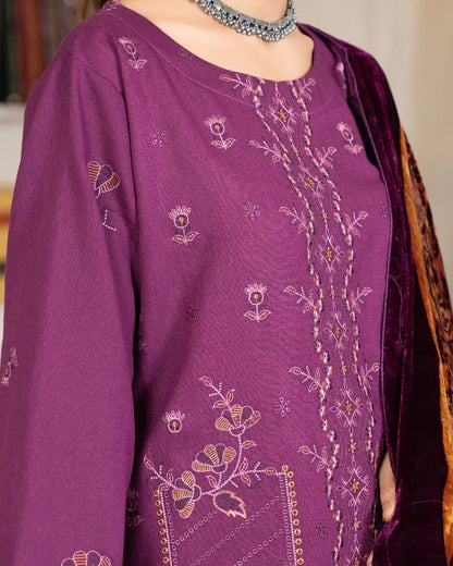 Rangreet | Embroidered Zari Dhanak | Plachi Shawl | Design 4