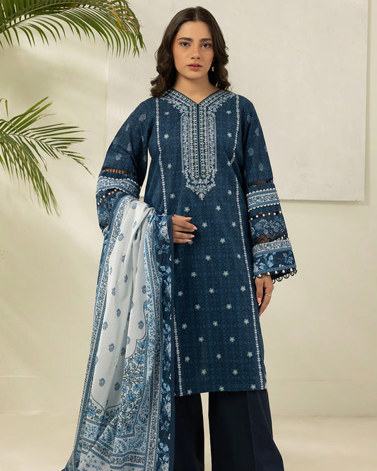 Zellbury | Embroidered Lawn Denting Dupatta | Design 503