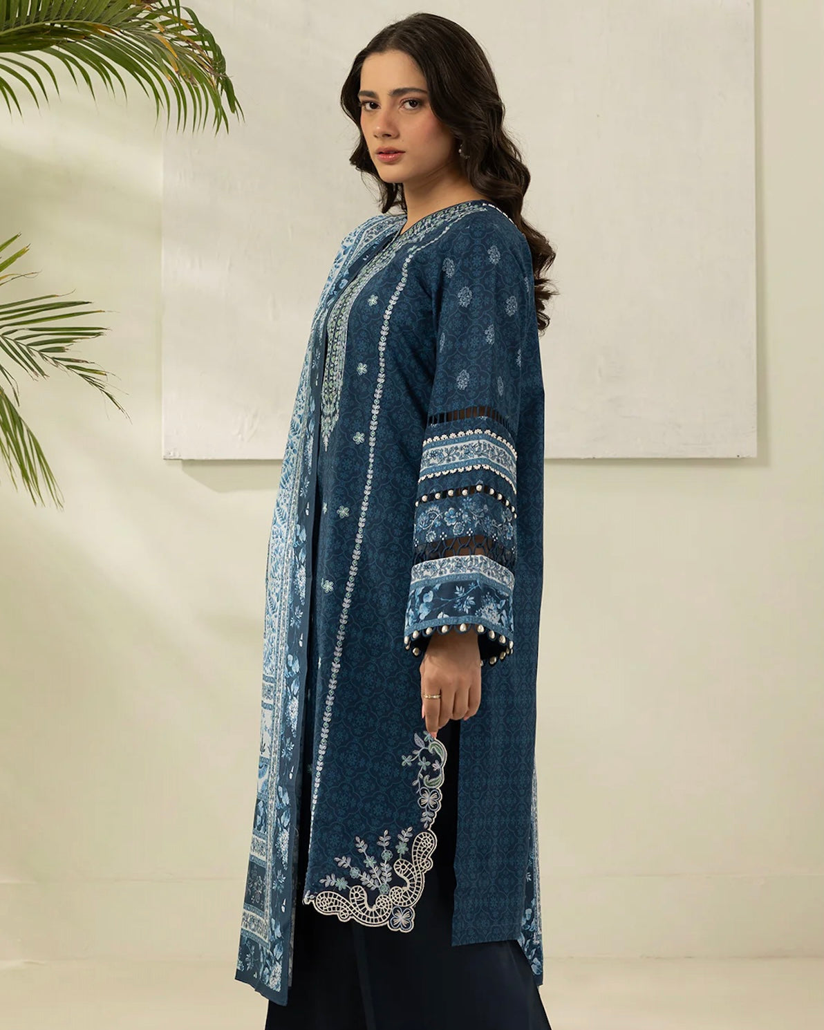 Zellbury | Embroidered Lawn Denting Dupatta | Design 503