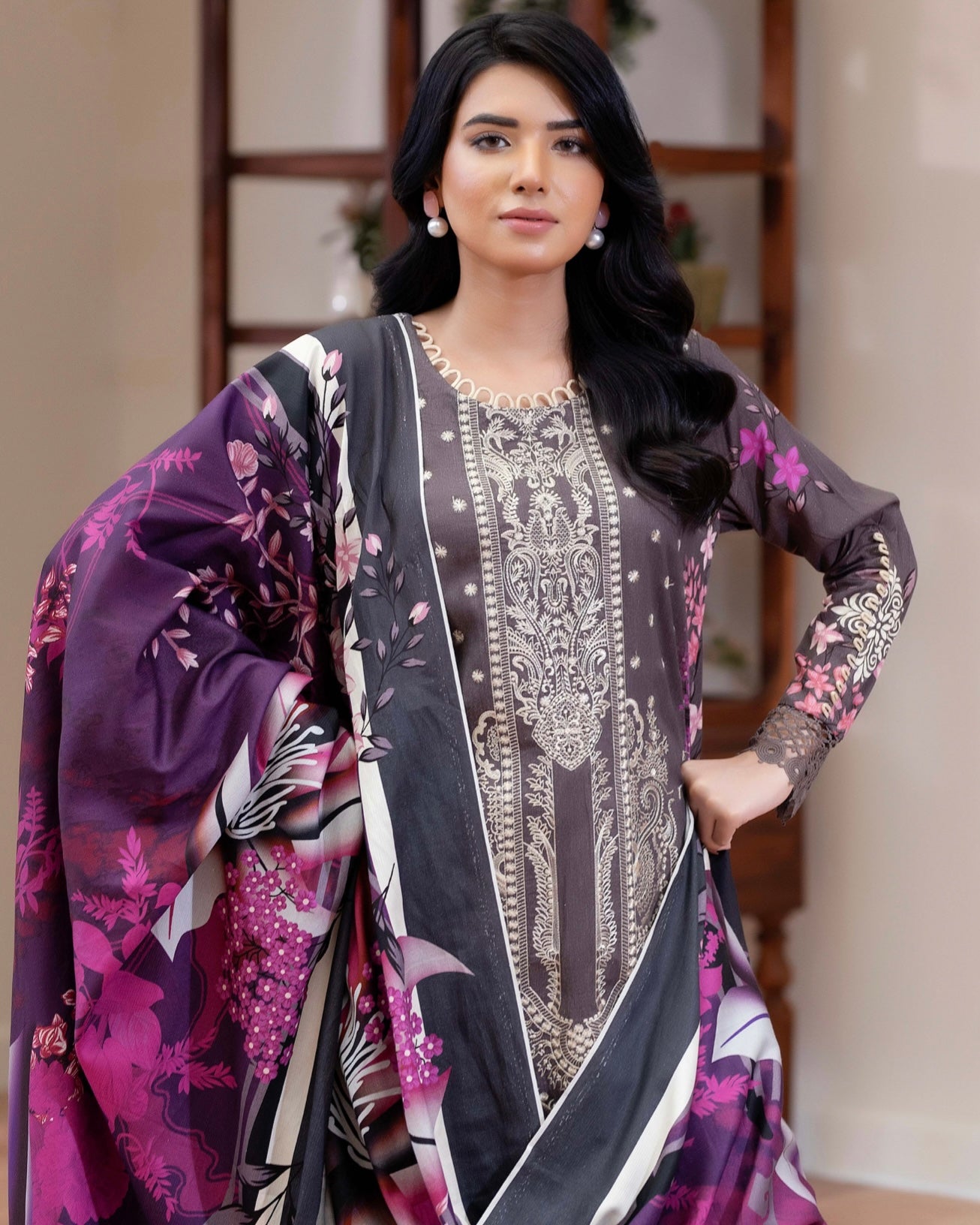 Johra Eira | Embroidered Printed Kotrai | Design 520