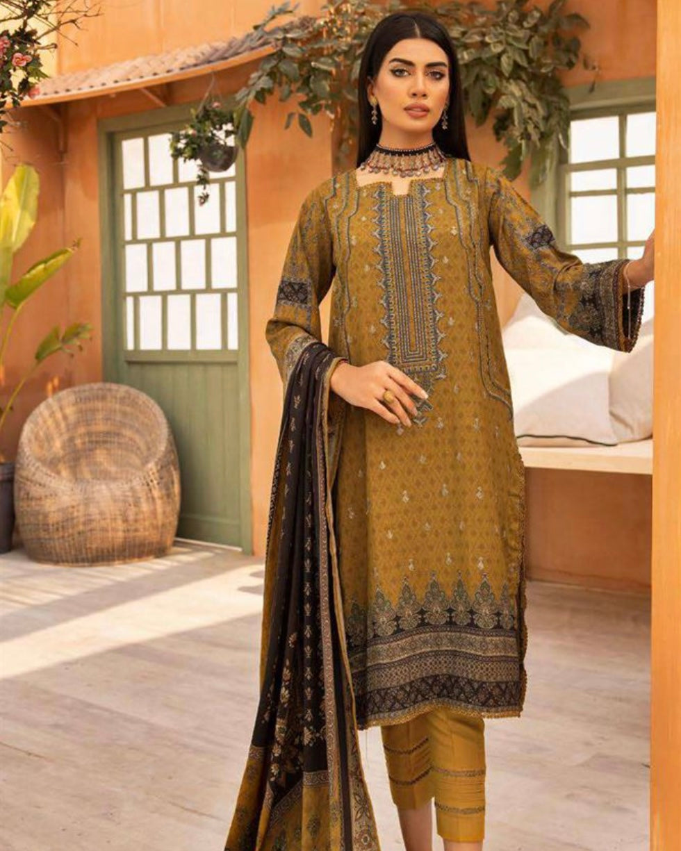 Johra Zarqoon | Embroidered Printed Dhanak | Design 556