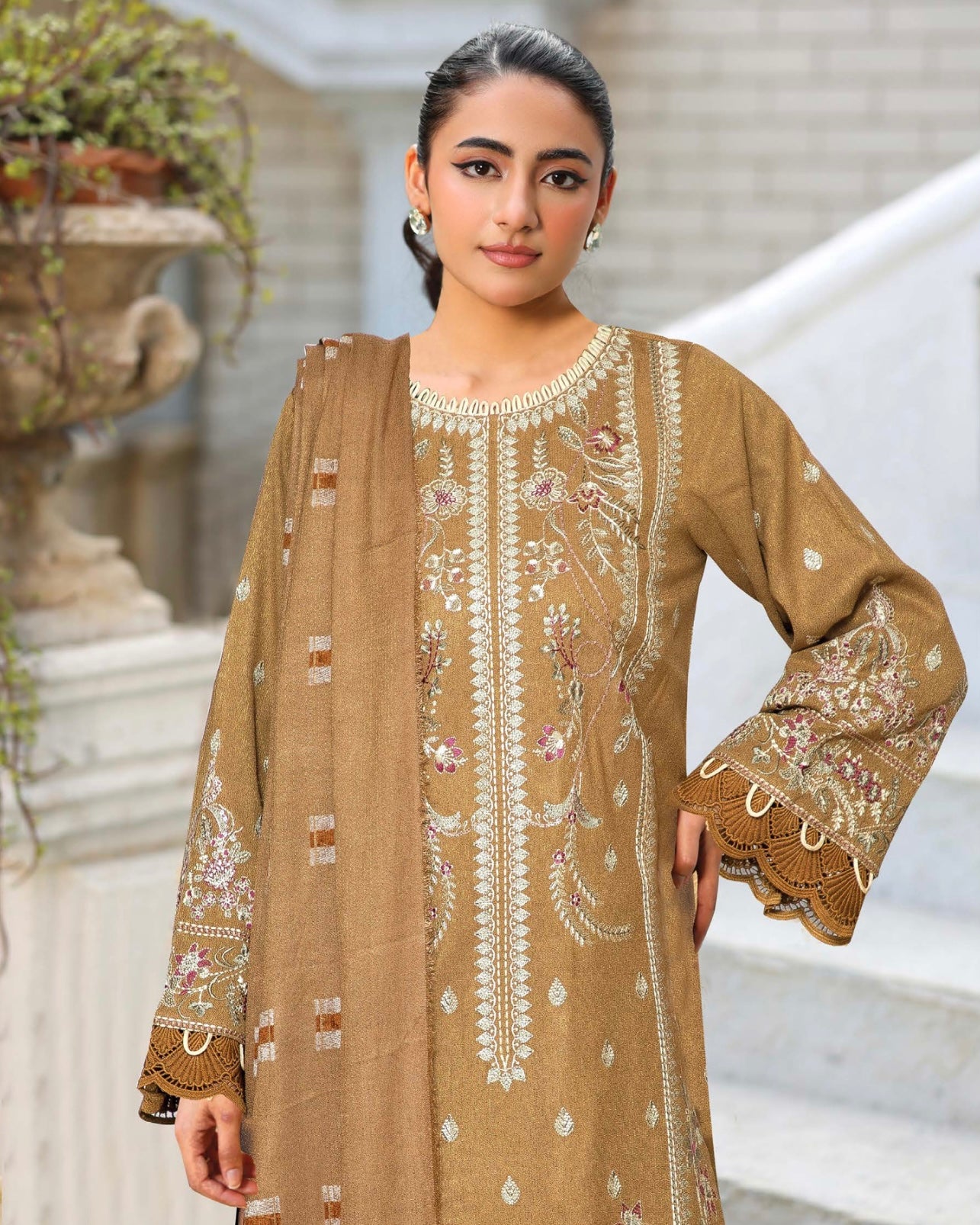 Johra Rawayat | Zari Peach Leather Velvet | Design 598