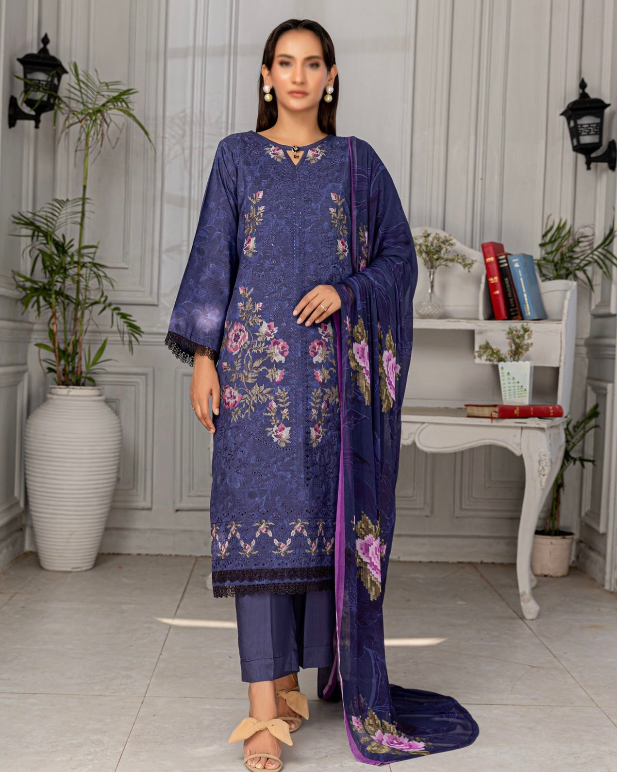 Fantak Grace | Embroidered Printed Viscose | Design 5
