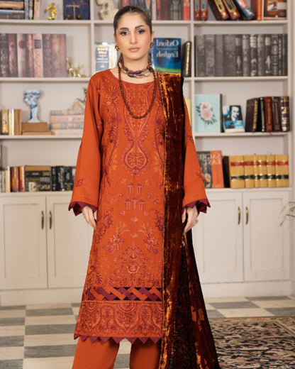 Rangreet | Embroidered Zari Dhanak | Plachi Shawl | Design 5
