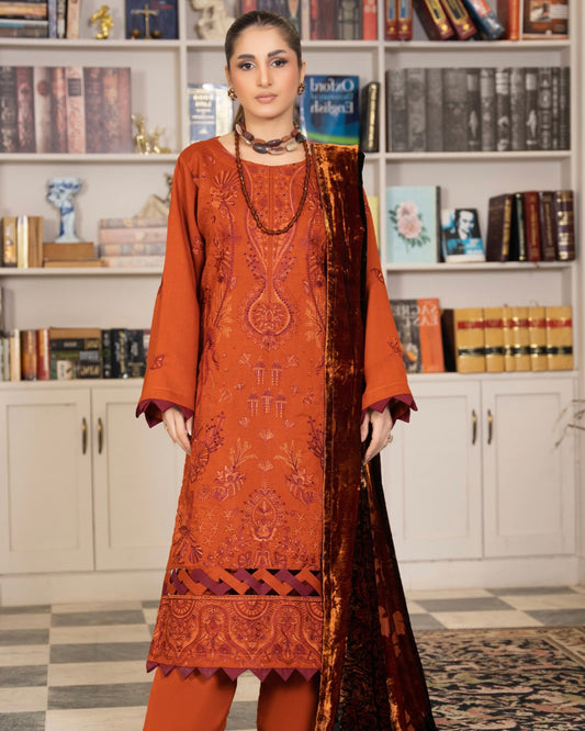 Rangreet | Embroidered Zari Dhanak | Plachi Shawl | Design 5