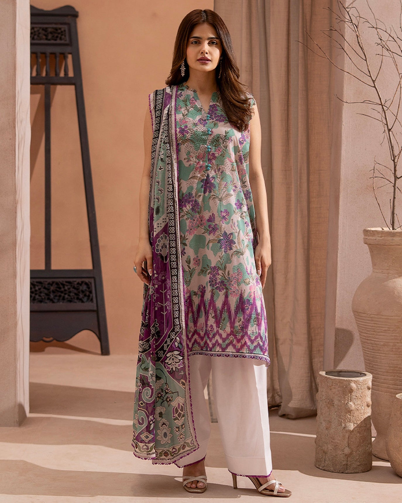 GullJee Rangrez | Printed Lawn Chiffon Dupatta | Design 5