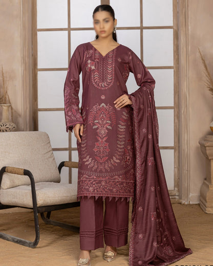Fantak Nilofer | Emb Dhanak with Emb Wool Shawl | Design 5