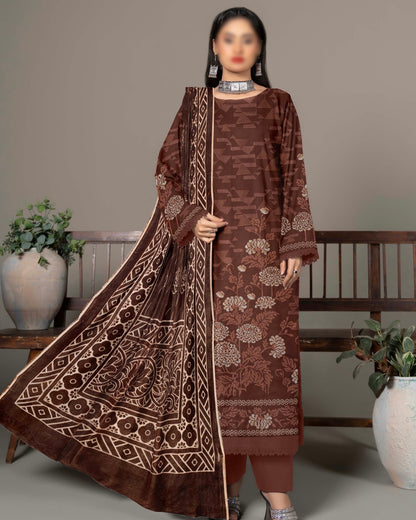 Fantak Zabaish | Emb Dhanak with Plachi Shawl | Design 5