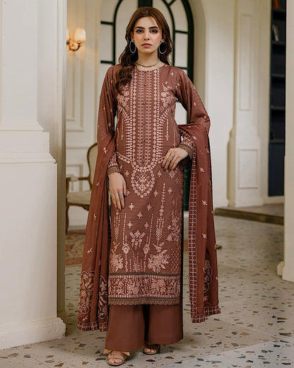 Aalaya Gulnaar | Embroidered Lawn Crinkle Dupatta | Design 5