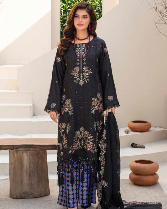 Gullerukh Afsana | Embroidered Stripe Viscose | Design 5