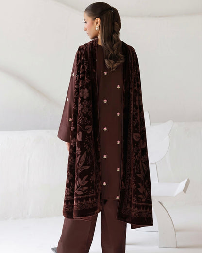 Aizy Anaya | Emb Zari Dhanak with Plachi Shawl | Design 5