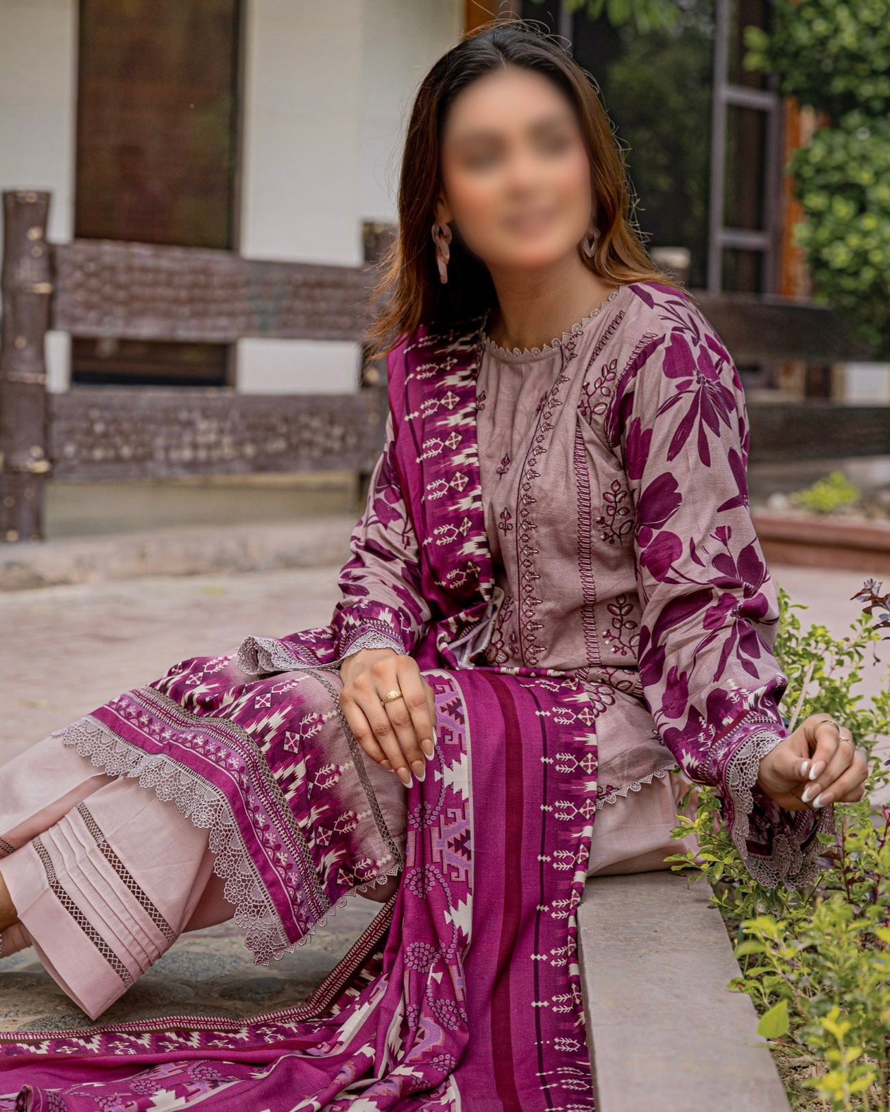 Fantak Jasmine | Embroidered Printed Staple | Design 5