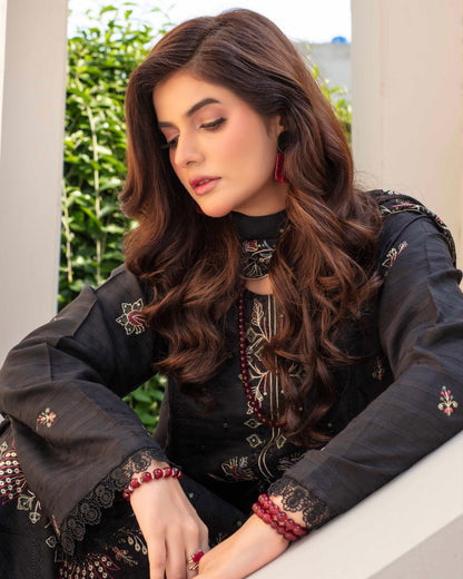 Gullerukh Afsana | Embroidered Stripe Viscose | Design 5