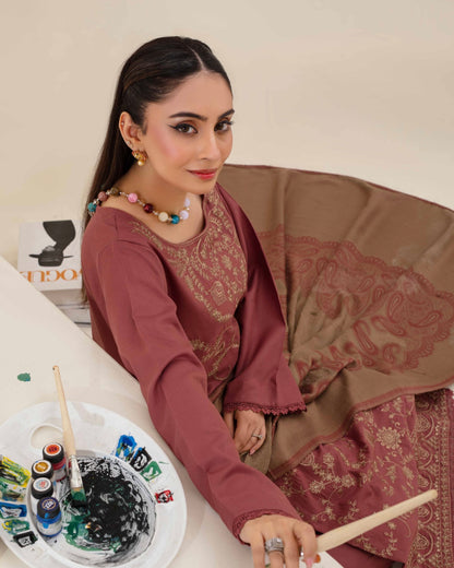 Gull-e-Rukh | Embroidered Dhanak Pashmina Shawl | Design 5